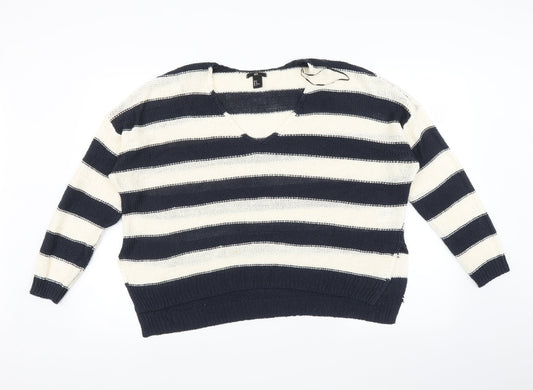 H&M Womens Multicoloured Striped  Pullover Jumper Size M