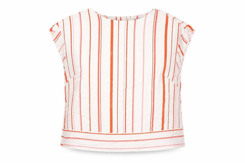 Nutmeg Womens White Striped  Basic Blouse Size 14