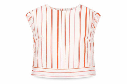 Nutmeg Womens White Striped  Basic Blouse Size 14