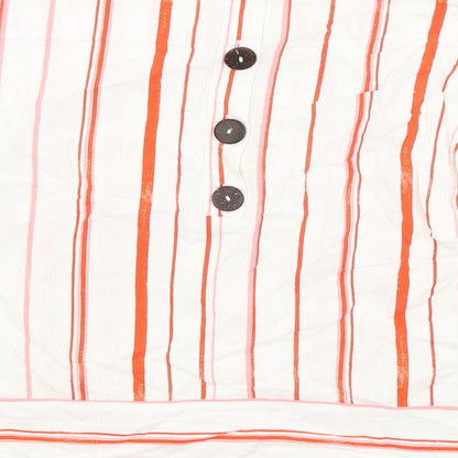 Nutmeg Womens White Striped  Basic Blouse Size 14