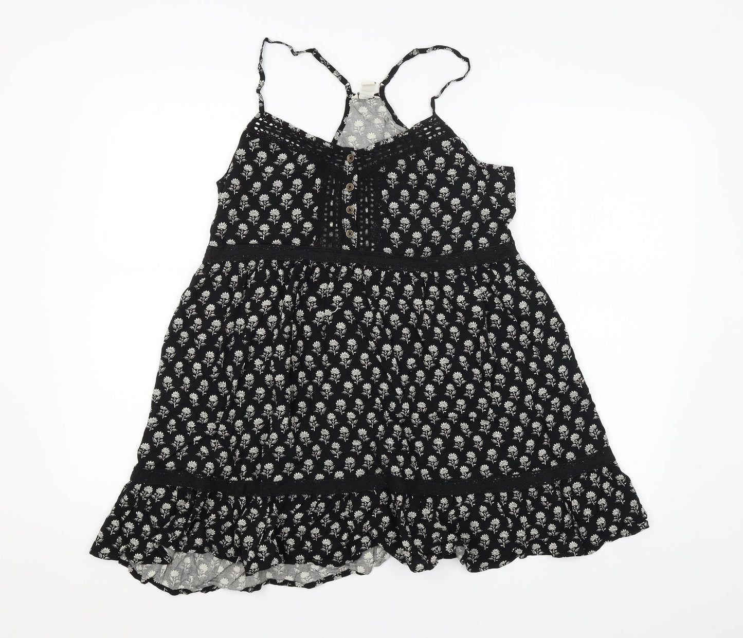 FOREVER21 Womens Black Floral  Basic Blouse Size L