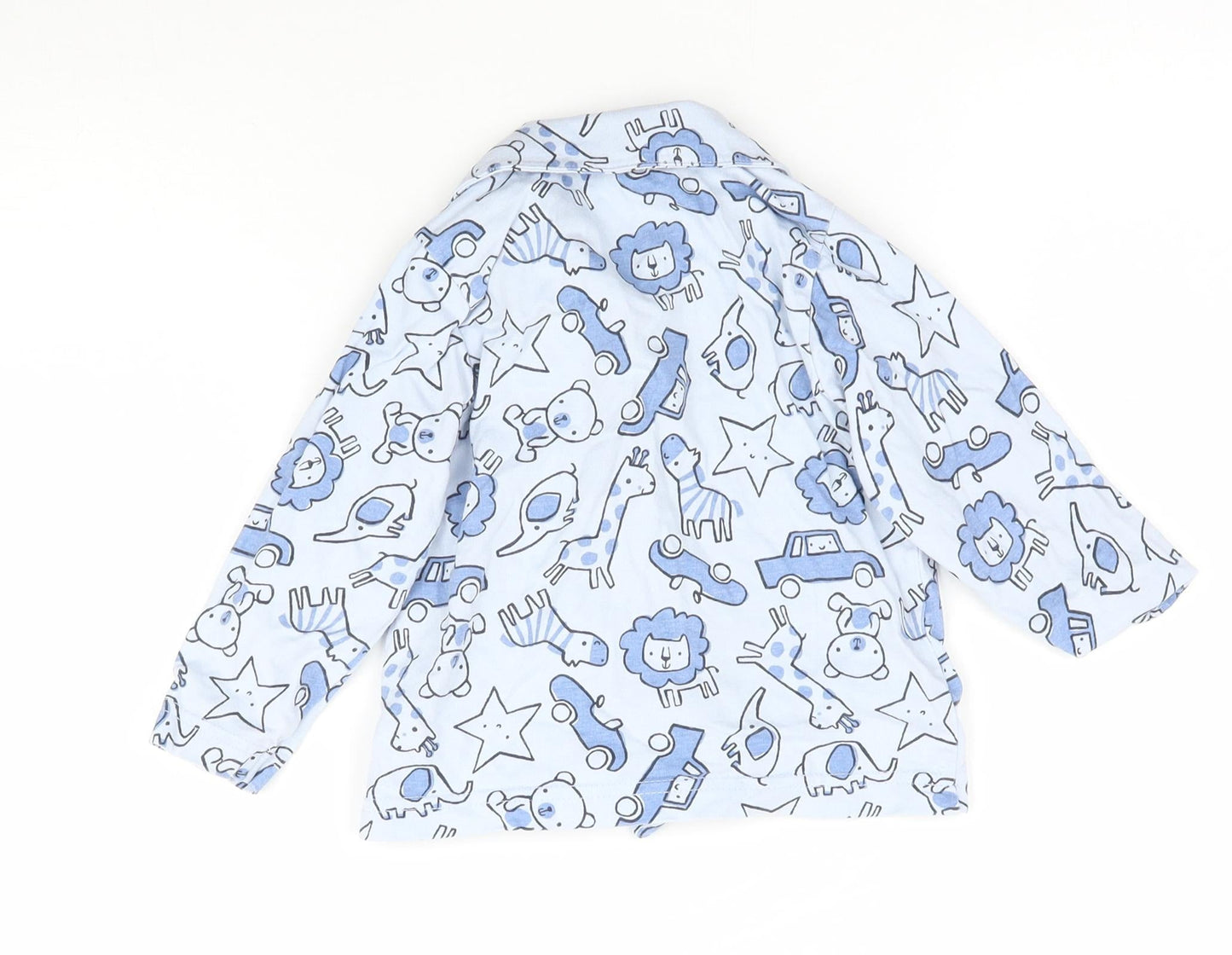 Nutmeg Baby Blue Solid   Pyjama Top Size 9-12 Months  - Animals and Cars