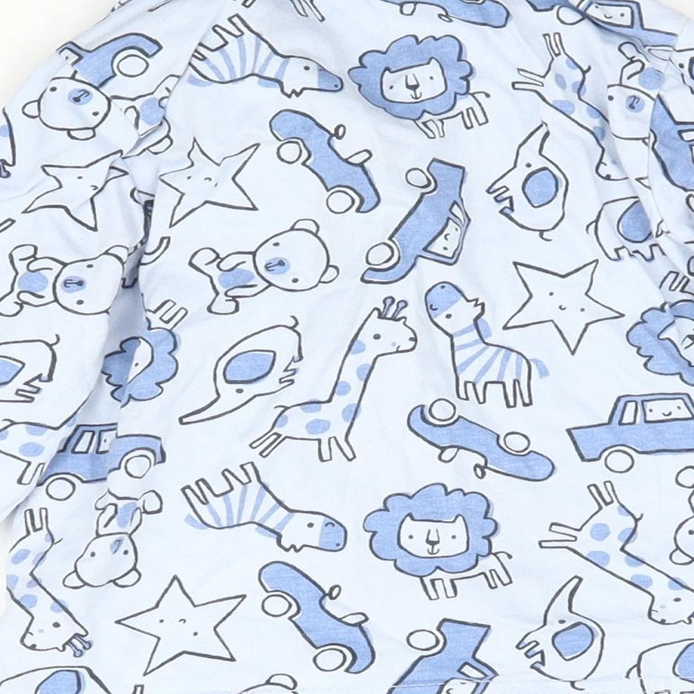 Nutmeg Baby Blue Solid   Pyjama Top Size 9-12 Months  - Animals and Cars