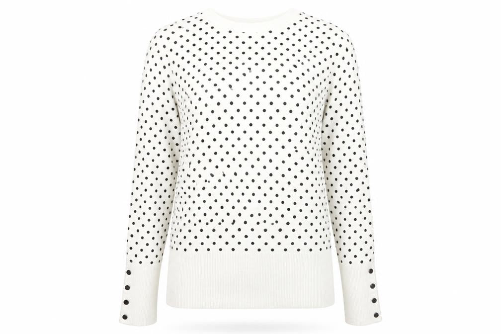 Dorothy Perkins Womens Ivory Polka Dot Knit Pullover Jumper Size 10