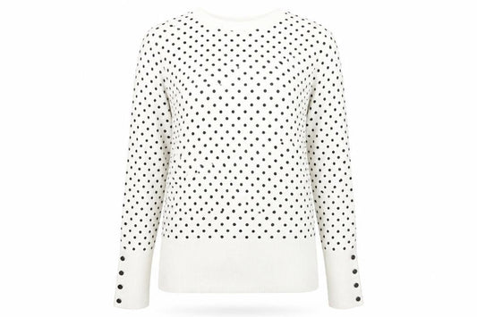 Dorothy Perkins Womens Ivory Polka Dot Knit Pullover Jumper Size 10