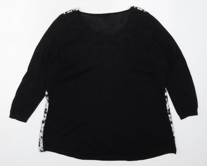 Warehouse Womens Black Animal Print  Basic T-Shirt Size 10  - Blue