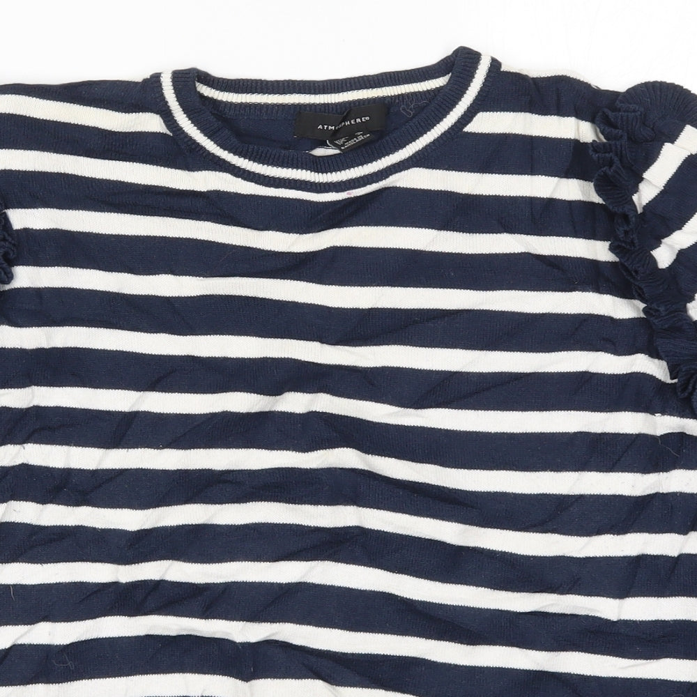 Atmomsphere Womens Blue Striped Knit Pullover Jumper Size 12