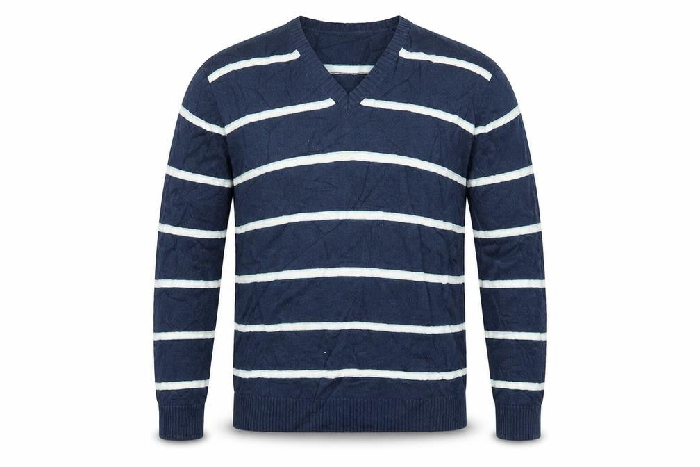 Marks & Spencer Mens Blue Striped Knit Pullover Jumper Size L