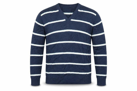 Marks & Spencer Mens Blue Striped Knit Pullover Jumper Size L