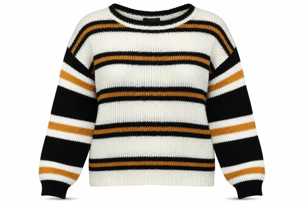 Primark Womens Yellow Striped Knit Pullover Jumper Size 12
