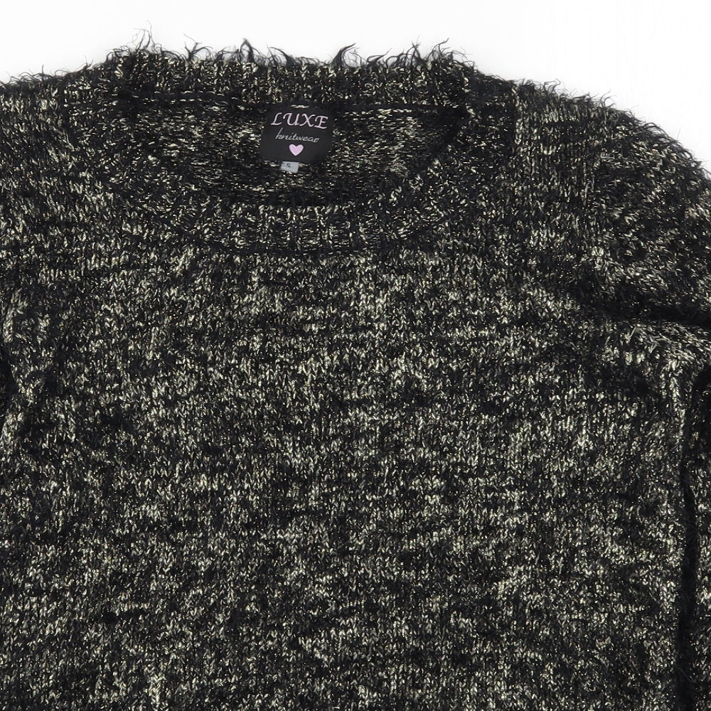 Luxe Womens Gold  Knit Pullover Jumper Size S