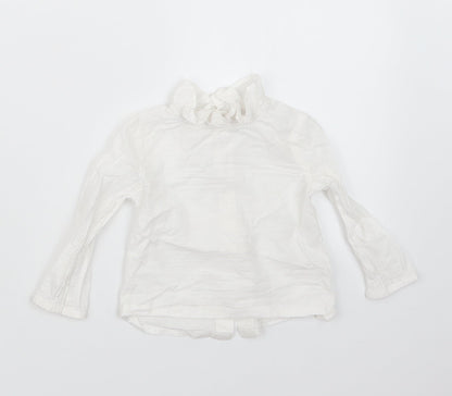 Additional front view of Tu girls’ white basic button-up, size 6-9, months