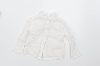 Back view of Tu girls’ white basic button-up, size 6-9, months