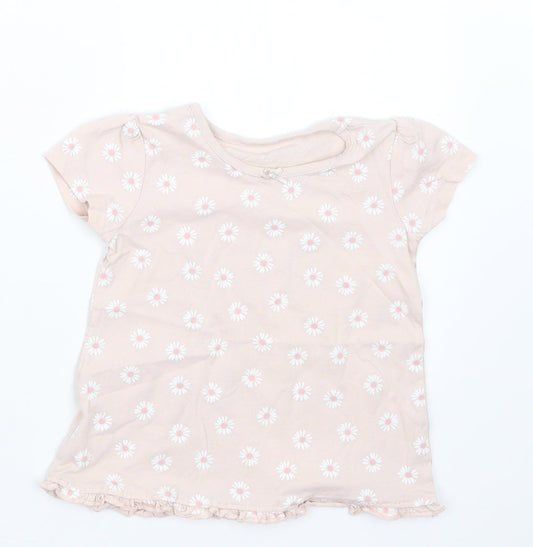 George Girls Pink Floral  Basic T-Shirt Size 12-18 Months