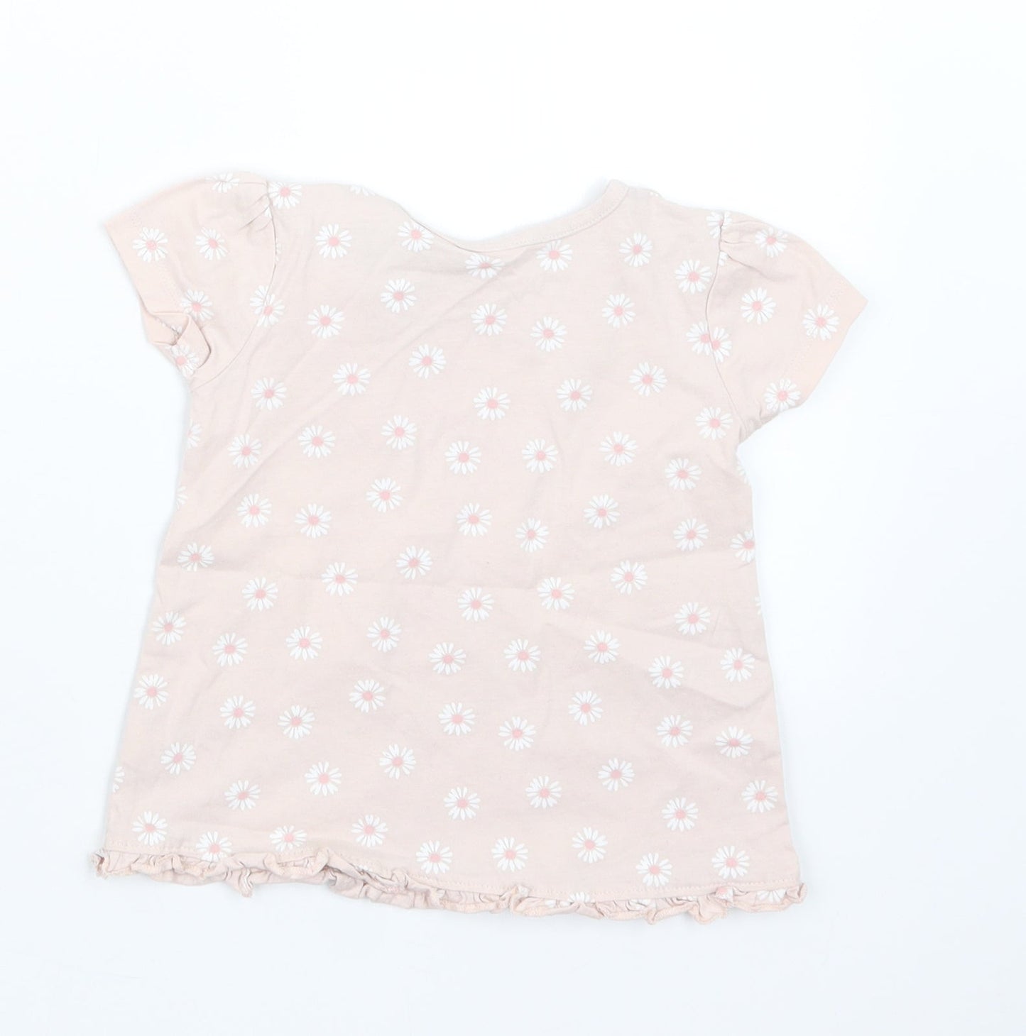 George Girls Pink Floral  Basic T-Shirt Size 12-18 Months