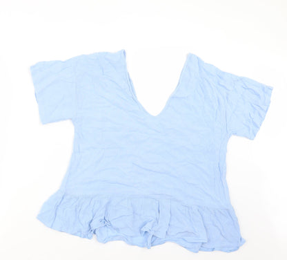 Additional front view of ASOS women’s blue basic blouse, size UK 10