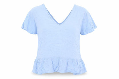 Front view of ASOS women’s blue basic blouse, size UK 10