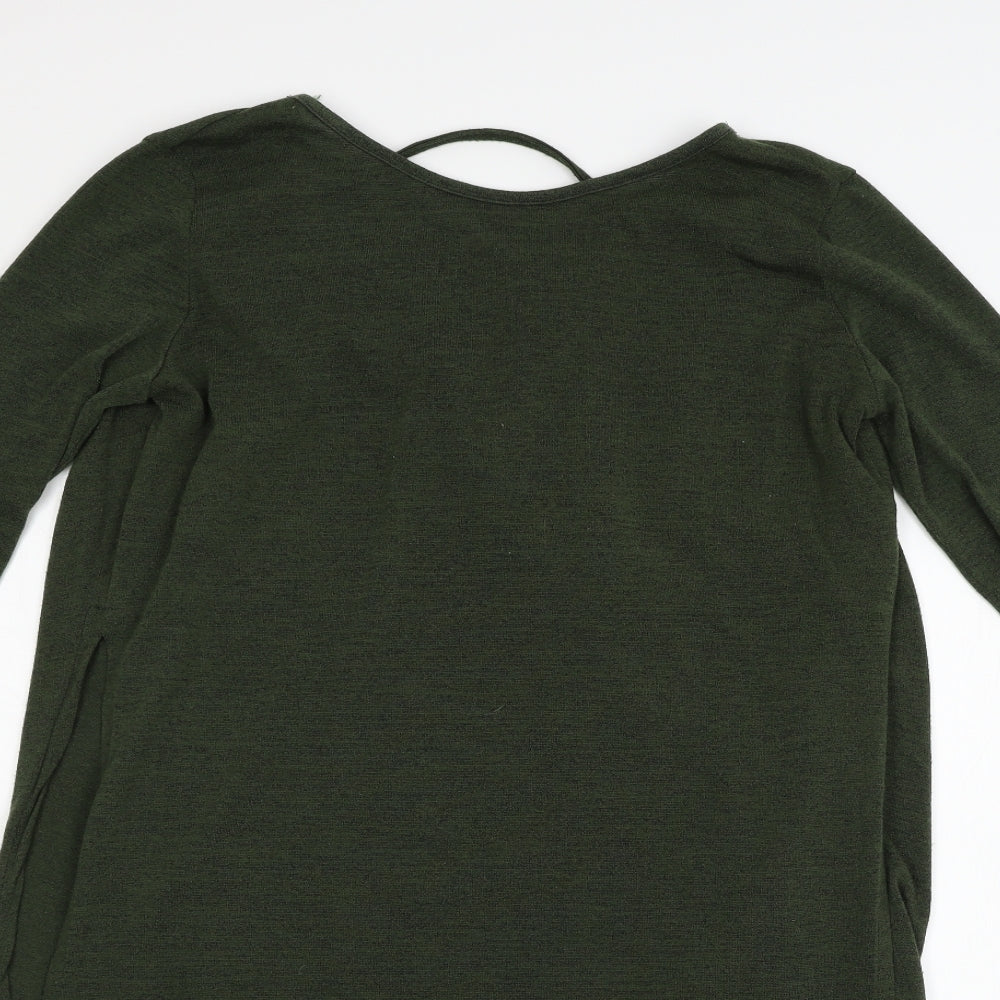 Missi Womens Green  Knit Basic T-Shirt Size 14  - low back