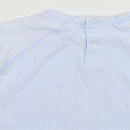 Brand and care label for Next Baby Blue Jersey Basic T-Shirt, size 3-6, Months