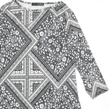 Close-up detail of Atmosphere women’s black floral bodycon, size UK 10