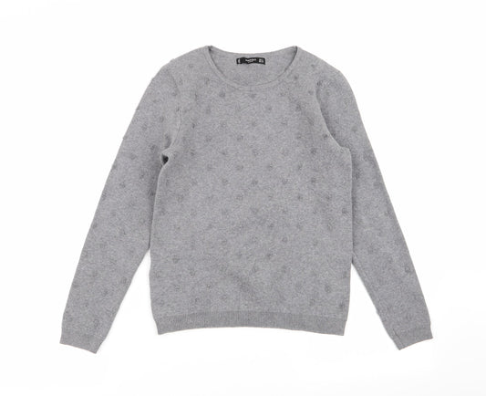 Mango Womens Grey Polka Dot  Pullover Jumper Size S