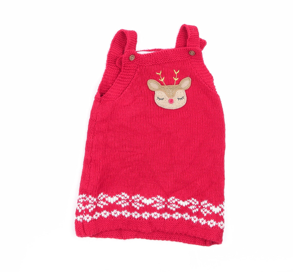 Additional front view of F&F girls’ red pinafore/dungaree dress, size 12-18, months