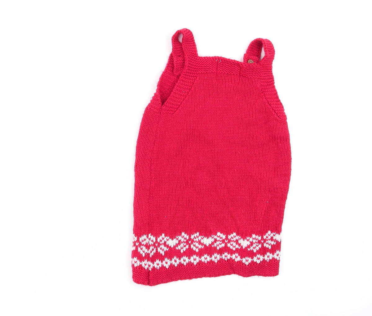 Back view of F&F girls’ red pinafore/dungaree dress, size 12-18, months