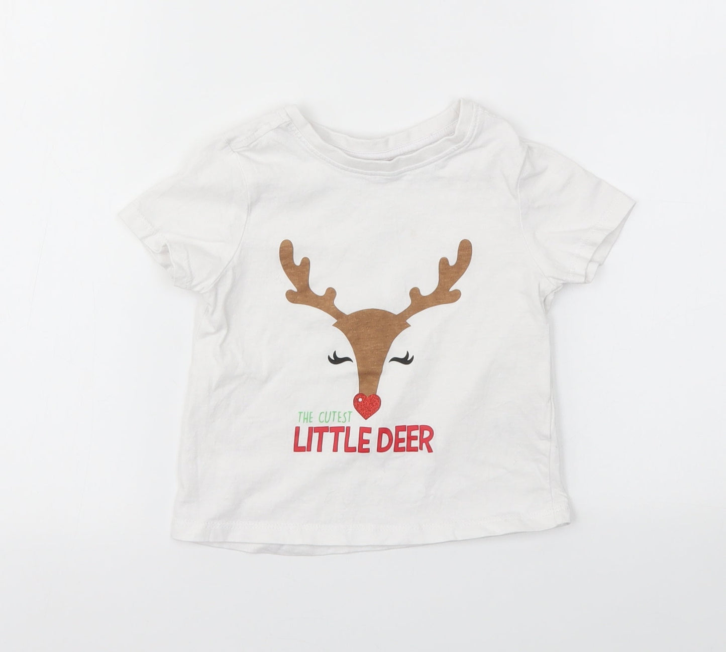 Matalan Girls White Animal Print  Basic T-Shirt Size 12-18 Months