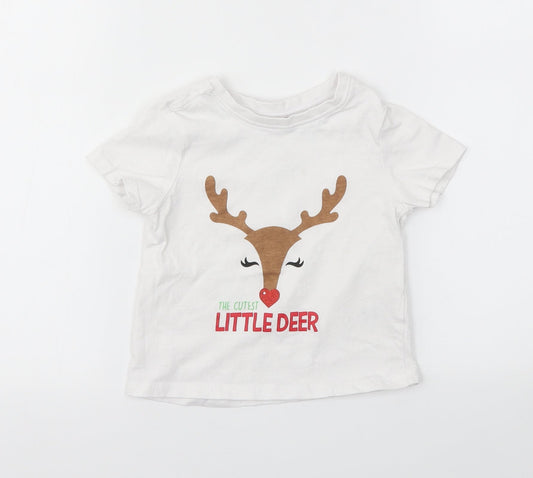 Matalan Girls White Animal Print  Basic T-Shirt Size 12-18 Months