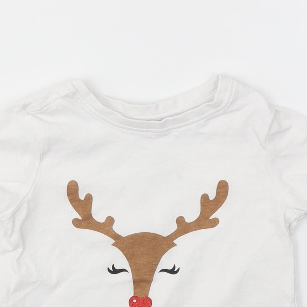 Matalan Girls White Animal Print  Basic T-Shirt Size 12-18 Months