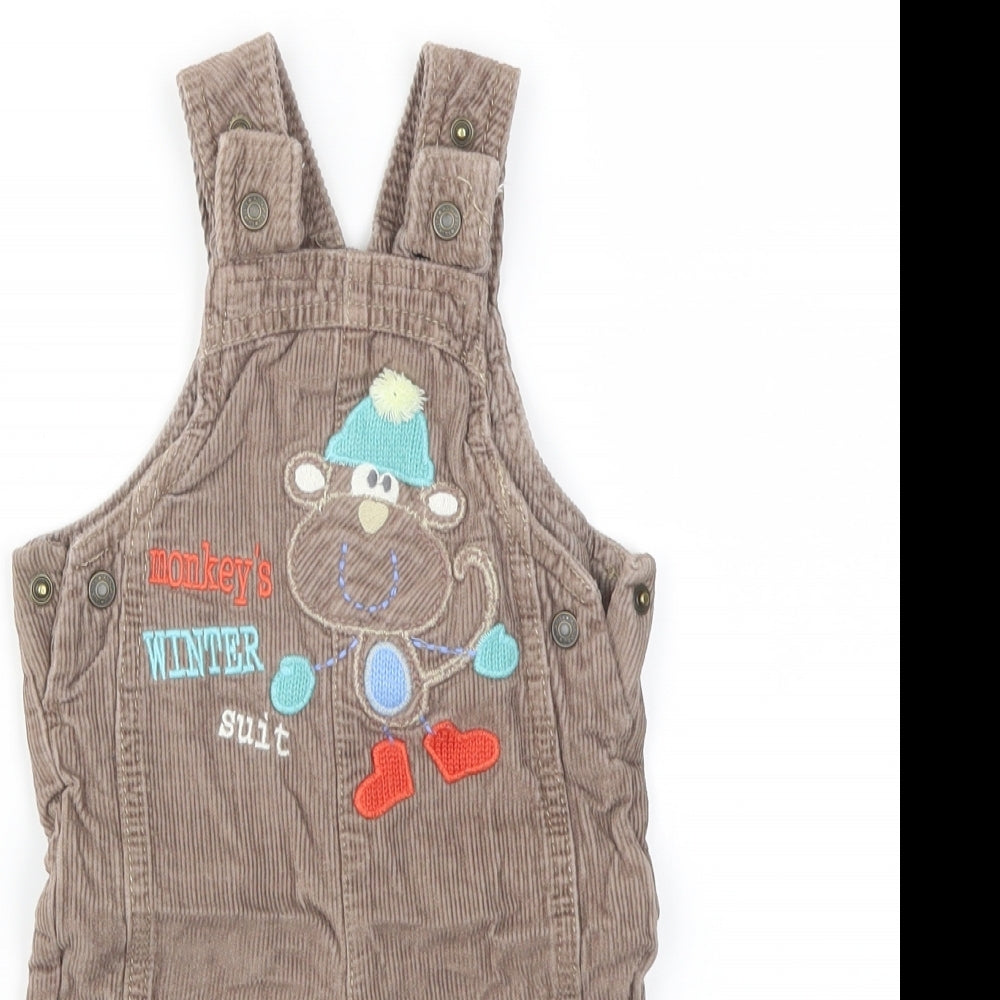 M&S Boys Brown   Dungaree One-Piece Size 3-6 Months