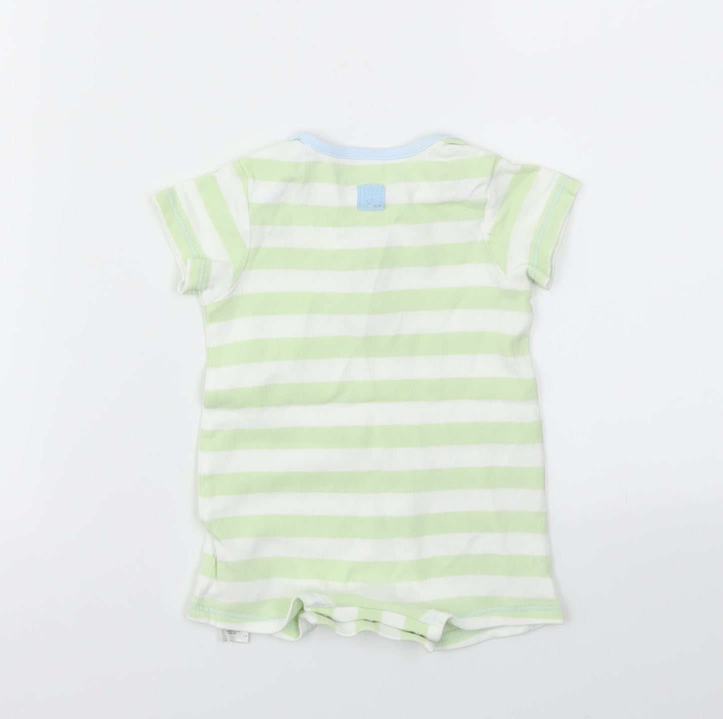 M&S Boys Green Striped  Babygrow One-Piece Size 3-6 Months