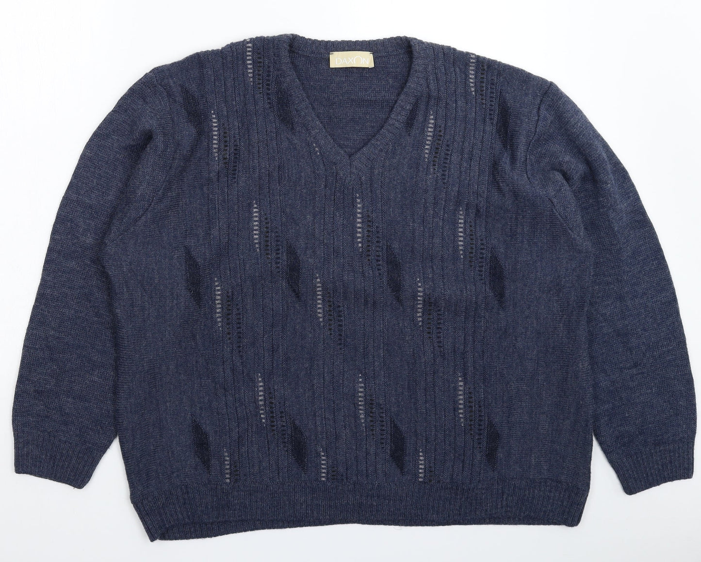 Daxon Mens Blue  Knit Pullover Jumper Size XL