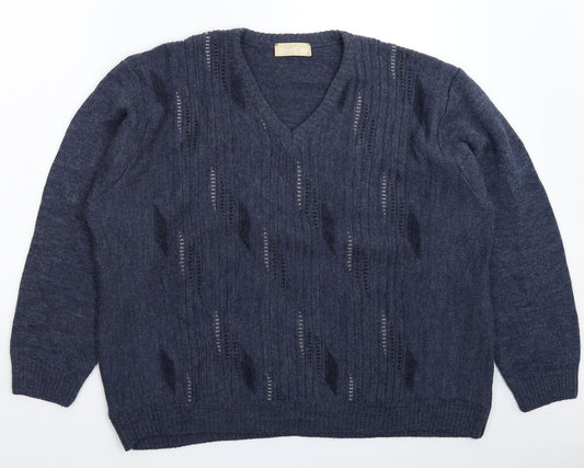 Daxon Mens Blue  Knit Pullover Jumper Size XL