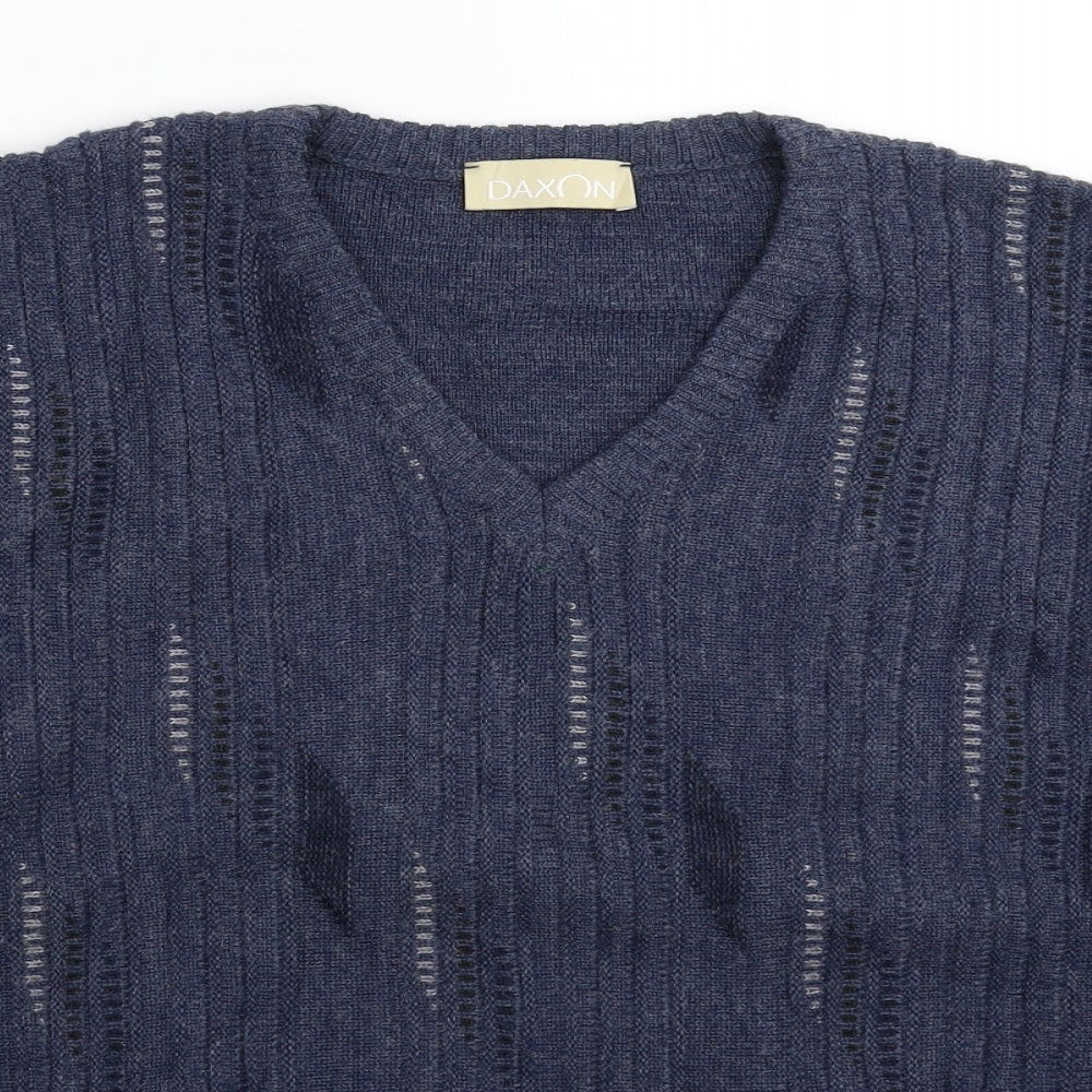 Daxon Mens Blue  Knit Pullover Jumper Size XL
