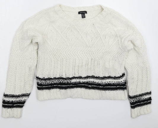 New Look Womens White  Knit Pullover Jumper Size L