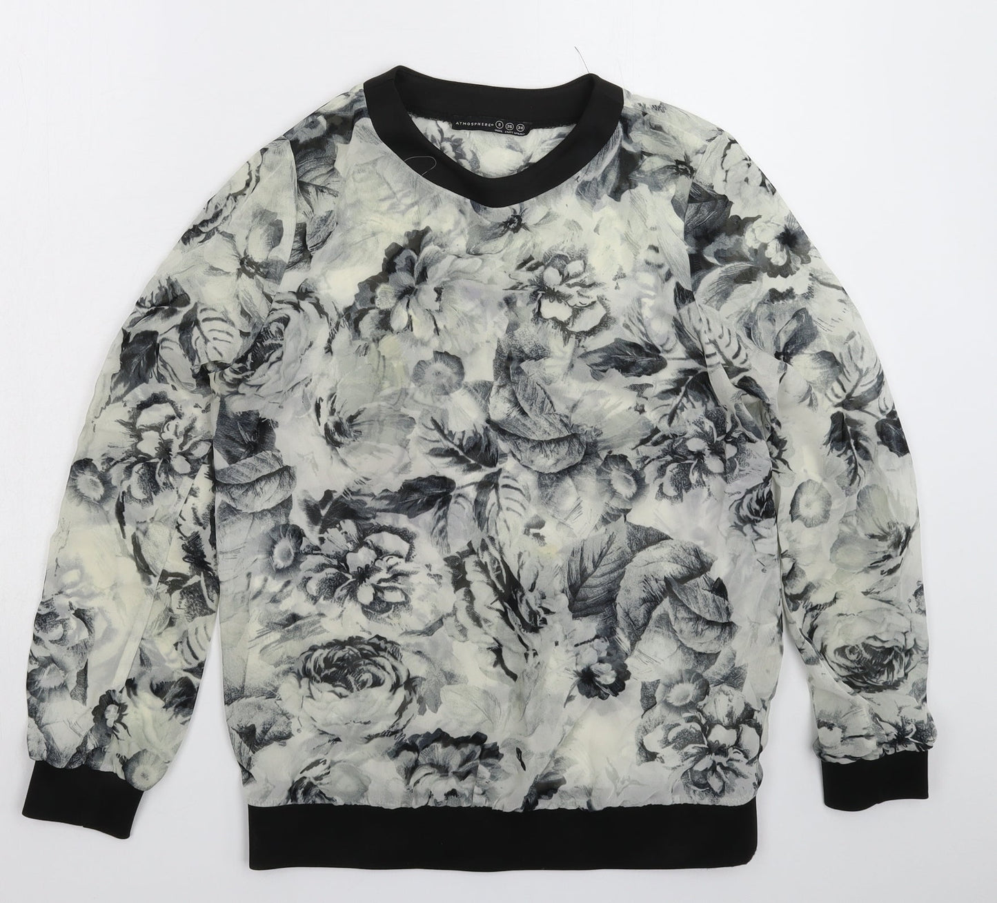 Atmosphere Womens Grey Floral  Basic Blouse Size 8