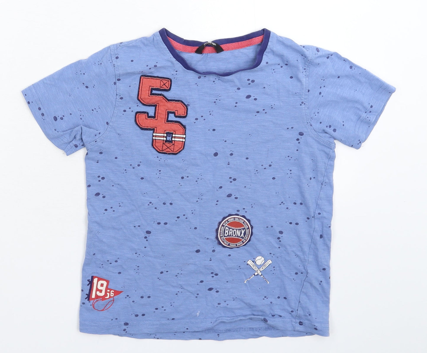 George Boys Blue Spotted  Basic T-Shirt Size 7-8 Years