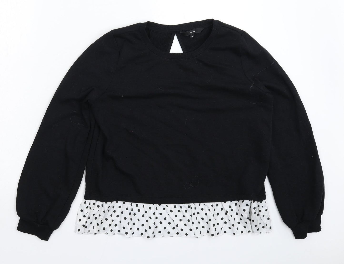 VERO MODA Womens Black Spotted  Pullover Sweatshirt Size S