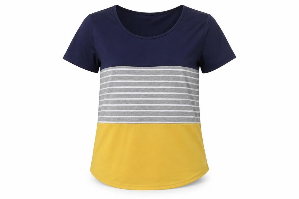 Preworn Womens Grey Striped  Basic T-Shirt Size M