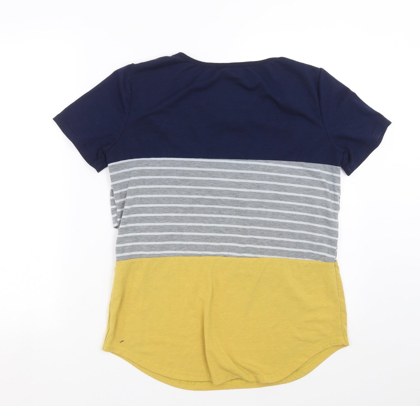 Preworn Womens Grey Striped  Basic T-Shirt Size M