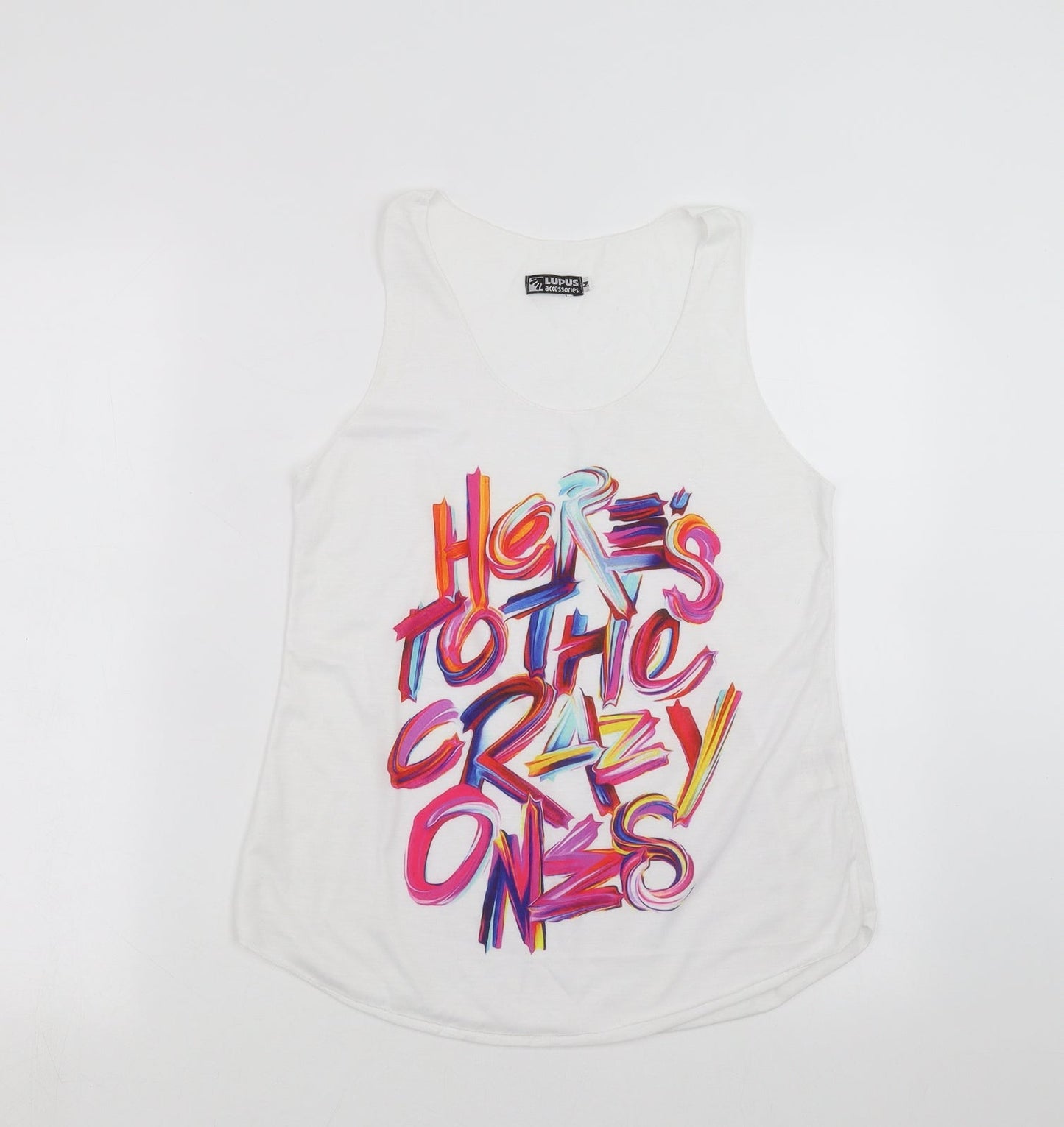 lupus Womens White   Basic Tank Size M  - here's to the crazy ones