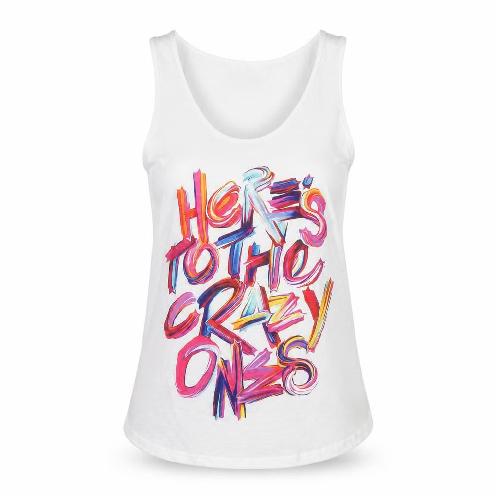 lupus Womens White   Basic Tank Size M  - here's to the crazy ones