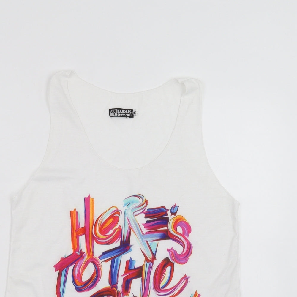 lupus Womens White   Basic Tank Size M  - here's to the crazy ones