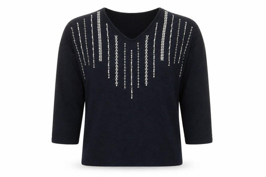 Tu Womens Blue  Knit Pullover Jumper Size 8  - beaded detail