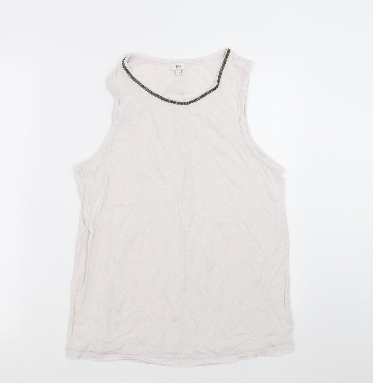 River Island Womens White   Basic Tank Size 12  - Off White