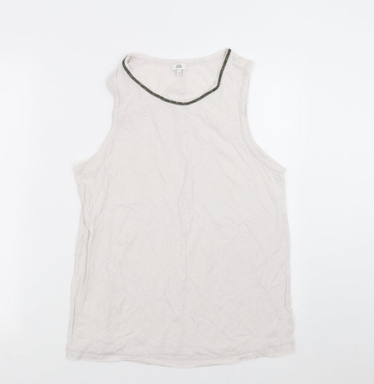 River Island Womens White   Basic Tank Size 12  - Off White