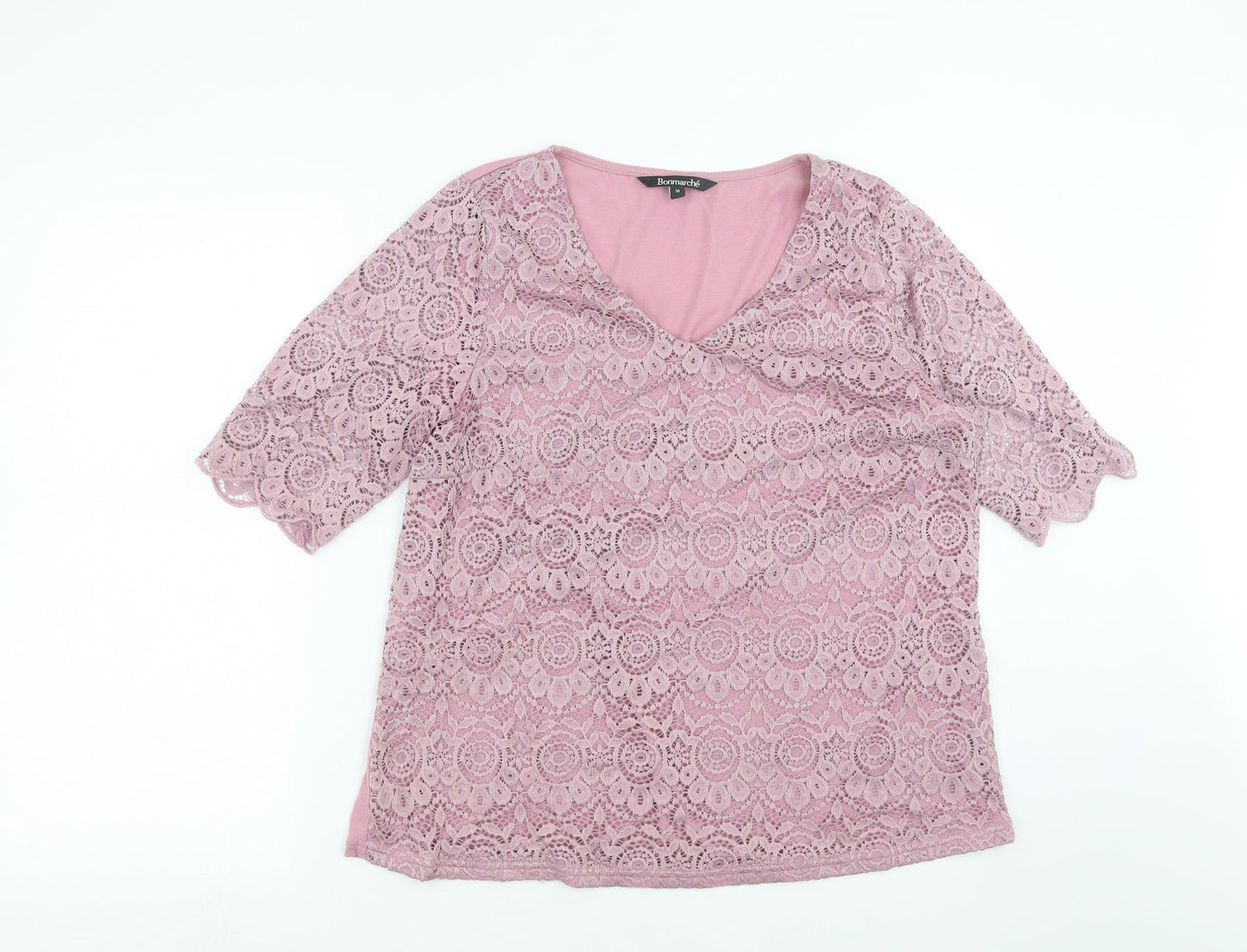 Bonmarché Womens Purple Floral  Basic Blouse Size 16