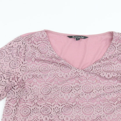 Bonmarché Womens Purple Floral Basic Blouse Size 16
