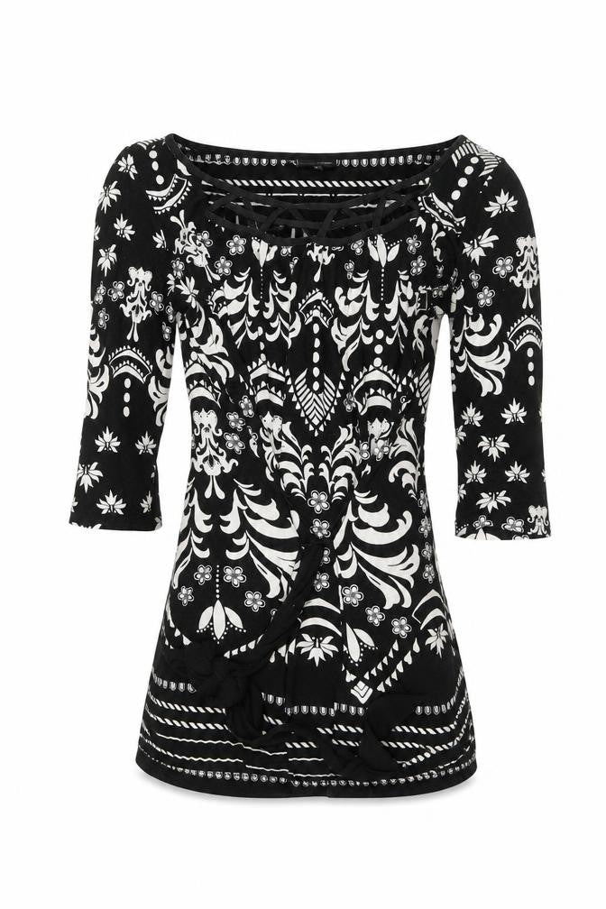 NEXT Womens Black Floral  Basic Blouse Size 8